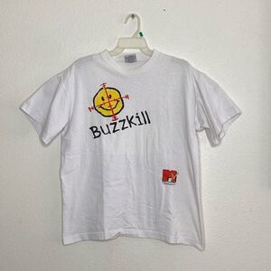 Stanley Desantis Vintage MTV Buzzkill White T Shirt Size L